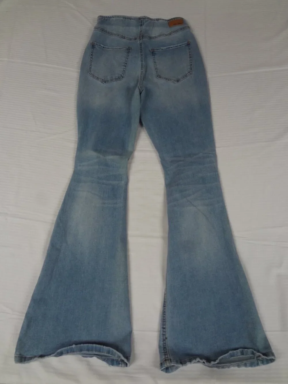 TRUE CRAFT HIGH RISE FLARE WOMEN MEDIUM BLUE JEAN BELL STRETCH L686 - Picture 4 of 4